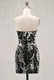 Sparkly Black Bodycon Sequins Short Homecoming Dress with Beading