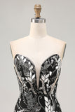 Sparkly Black Bodycon Sequins Short Homecoming Dress with Beading