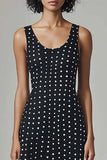 Scoop Neck Black White Polka Dots Dress