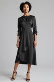 A Line Plum Ruffled Midi Work Dress