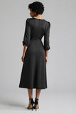 A Line Plum Ruffled Midi Work Dress