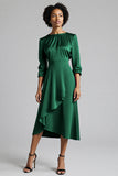 A Line Plum Ruffled Midi Work Dress