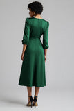A Line Plum Ruffled Midi Work Dress