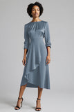 A Line Plum Ruffled Midi Work Dress