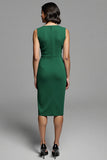 Grey Ruched Sheath Midi Work Dress With Slit