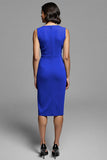 Grey Ruched Sheath Midi Work Dress With Slit