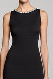 A Line Beaded Long Black Work Dress