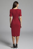 Navy Shesth Ruched Work Dress With Slit