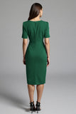 Navy Shesth Ruched Work Dress With Slit