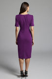 Navy Shesth Ruched Work Dress With Slit