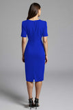 Navy Shesth Ruched Work Dress With Slit