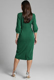 Sheath Navy Beaded V Neck Work Dress