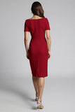 Beaded Champagne Ruched Midi Work Dress