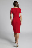 Beaded Champagne Ruched Midi Work Dress