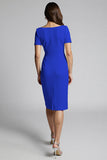 Beaded Champagne Ruched Midi Work Dress