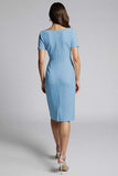 Beaded Champagne Ruched Midi Work Dress