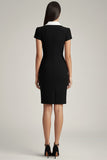 Black and White Bodycon Satin Short Work Blazer Dress