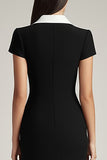 Black and White Bodycon Satin Short Work Blazer Dress