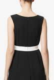 Black Sheath Boat Neck Long Work Dress