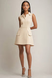 Champagne A Line Short Work Dress with Pockets