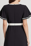 Black A Line Long Work Dress with Sleeves