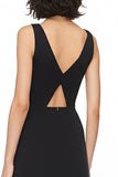 Black V Neck A Line Chiffon Cut Out Formal Dress