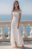 Ivory Lace Off the Shoulder Long Engagement Dress