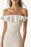 Ivory Off the Shoulder Mermaid Long Engagement Dress