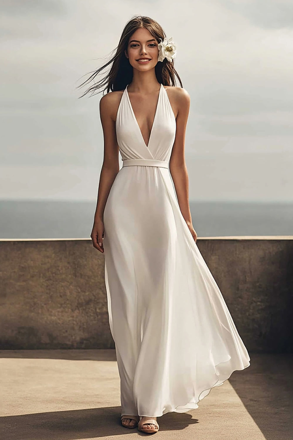 white beach engagement dress Strapless Satin Maxi Dress