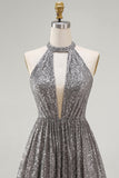 A-Line Short Silver Cocktail Dress