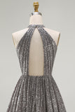 A-Line Short Silver Cocktail Dress
