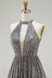 A-Line Short Silver Cocktail Dress