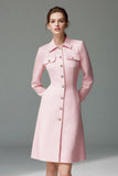 Pink A Line Collar Neck Short Blazer Dress