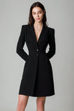Black Notched Lapel Single Breasted Short Blazer Dress