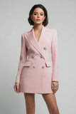 Pink Pencil Double Breasted Peak Lapel Blazer Dress