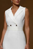 Ivory Bodycon Satin Midi Work Dress wit Ruffles