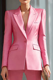 Pink 2 Piece Notched Lapel Business Suits with Sleeves
