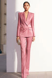 Dusty Rose 2 Piece Peak Lapel Satin Business Suits