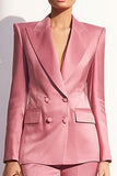 Dusty Rose 2 Piece Peak Lapel Satin Business Suits