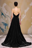 Velvet Dark Red A Line Strapless Long Holiday Party Dress
