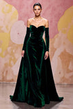 Sweetheart Dark Red Velvet A Line Long Evening Dress