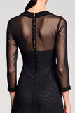 Black A Line Lapel Midi Wedding Guest Dress