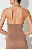 Desert Rose Halter Sheath Long Wedding Guest Dress