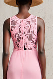 Pink Round Neck Sheath Wedding Guest Dress with Lace