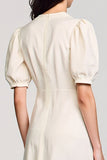 Apricot Sheath V-Neck Wedding Guest Dress with Slit