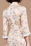 Print Apricot Sheath Midi Wedding Guest Dress