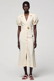 Ivory V Neck A Line Wedding Guest Dress With Belt