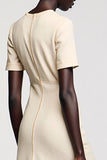 Apricot Sheath Tea Length Wedding Guest Dress