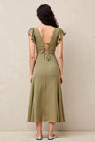 Live A Line Ruffled Long Wedding Guest Dress