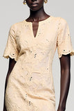 Lace Sheath Apricot Wedding Guest Dress
